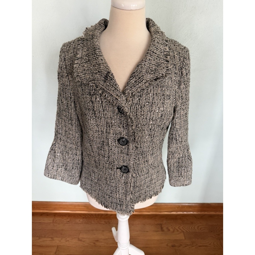 Madison‎ Black & White Speckled Tweed Blazer Suit Jacket Business Button Closure